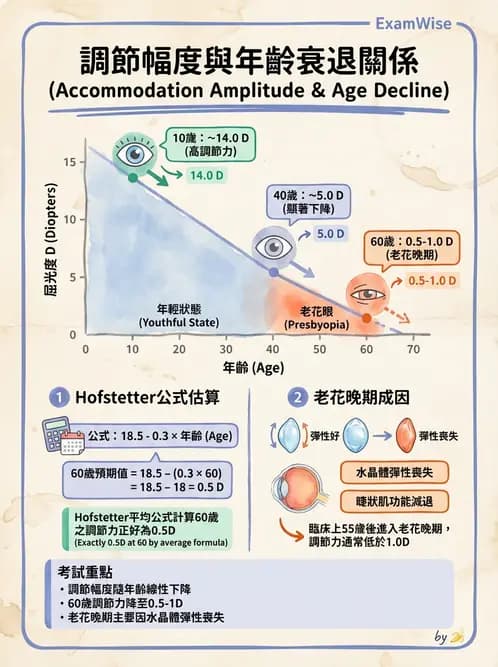 驗光生 - 老花眼基礎概念與調節幅度 - AI 圖文解析預覽