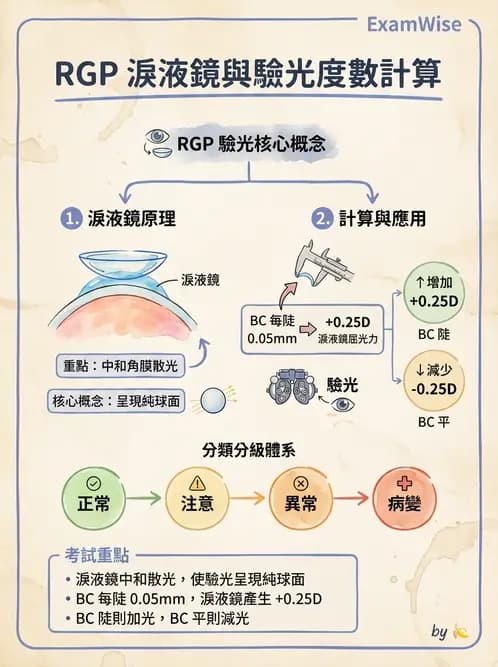 驗光生 - 硬式隱形眼鏡淚液鏡片效應與基弧光學 - AI 圖文解析預覽