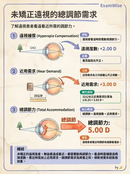 驗光生 - 調節幅度計算與近遠點關係 - AI 圖文解析預覽