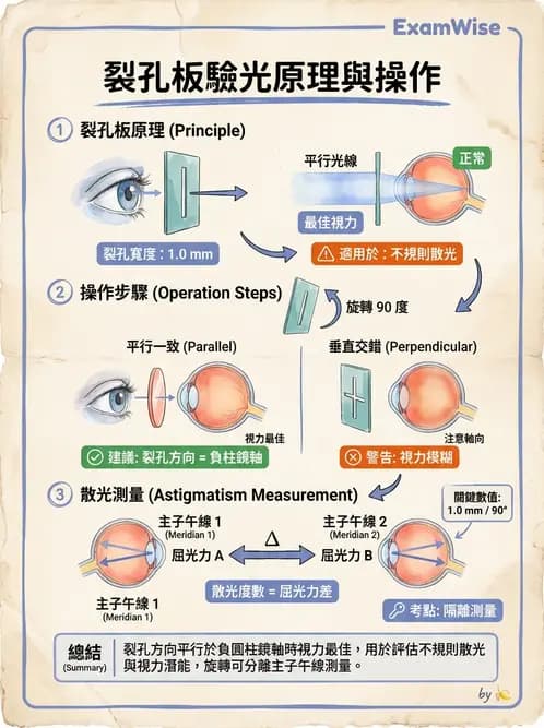 驗光生 - 傑克森交叉圓柱鏡與裂孔板操作 - AI 圖文解析預覽