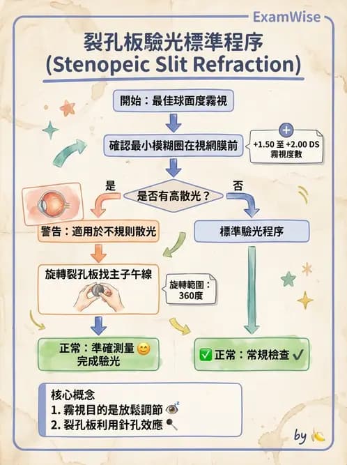 驗光生 - 傑克森交叉圓柱鏡與裂孔板操作 - AI 圖文解析預覽