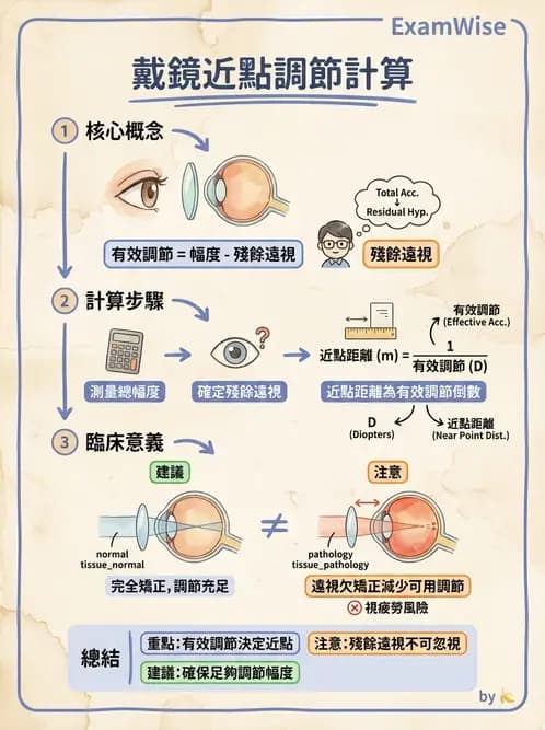 驗光生 - 老花眼基礎概念與調節幅度 - AI 圖文解析預覽
