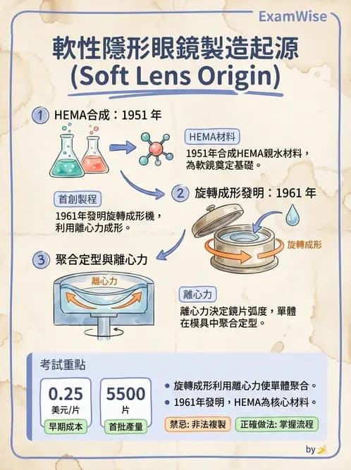 驗光生 - 硬式鏡片材料、製造方法與透氧性 - AI 圖文解析預覽
