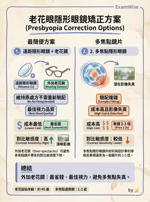 驗光生 - 老花隱形眼鏡設計選擇與適合對象評估 - AI 圖文解析預覽