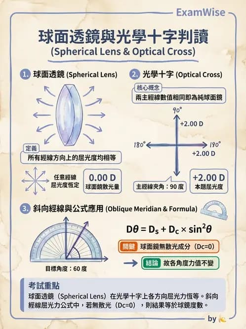 驗光生 - 光學十字讀寫與處方等效轉換 - AI 圖文解析預覽