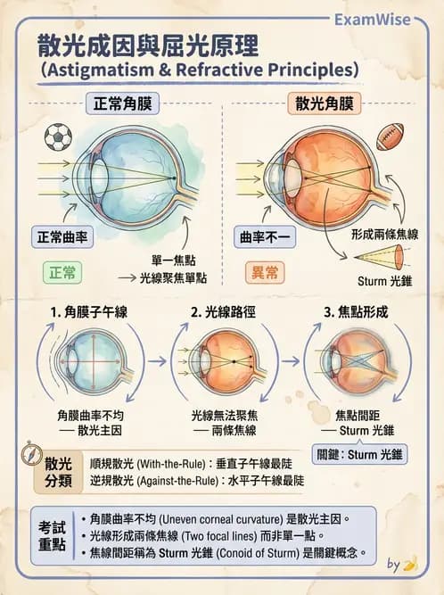 驗光生 - 散光分類、不等視與不等像 - AI 圖文解析預覽