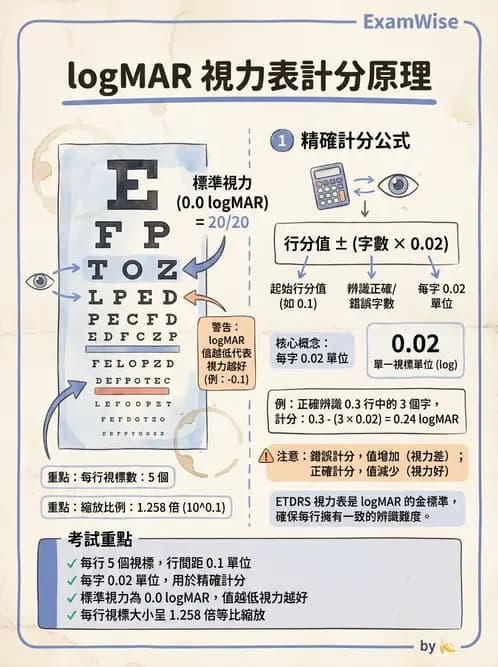 驗光生 - 視力表原理、記錄與對比敏感度 - AI 圖文解析預覽
