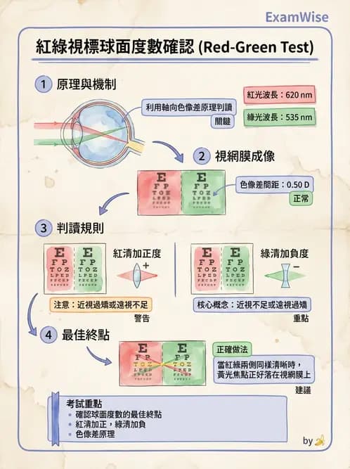 驗光生 - 球面度數確認與紅綠測試 - AI 圖文解析預覽