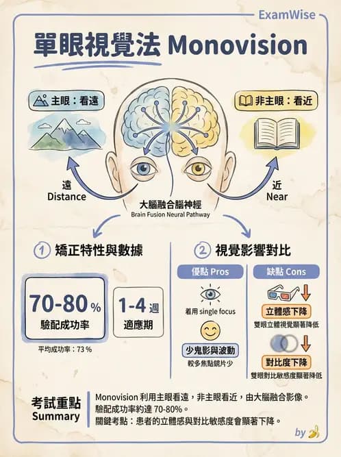 驗光生 - 單眼視覺法(Monovision)原理與驗配 - AI 圖文解析預覽