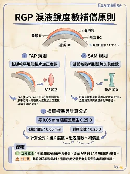 驗光生 - 隱形眼鏡度數計算(硬式RGP淚鏡補償與戴鏡驗光) - AI 圖文解析預覽