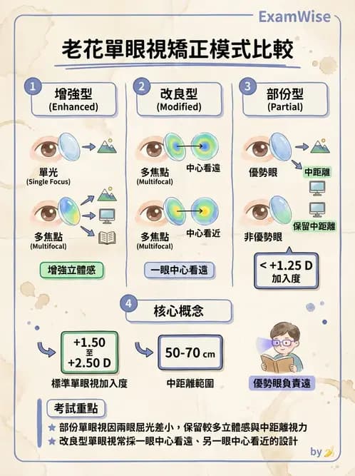 驗光生 - 單眼視覺法(Monovision)原理與驗配 - AI 圖文解析預覽