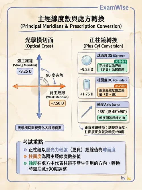 驗光生 - 焦線、Sturm間隔、等效球鏡度與檢影計算 - AI 圖文解析預覽