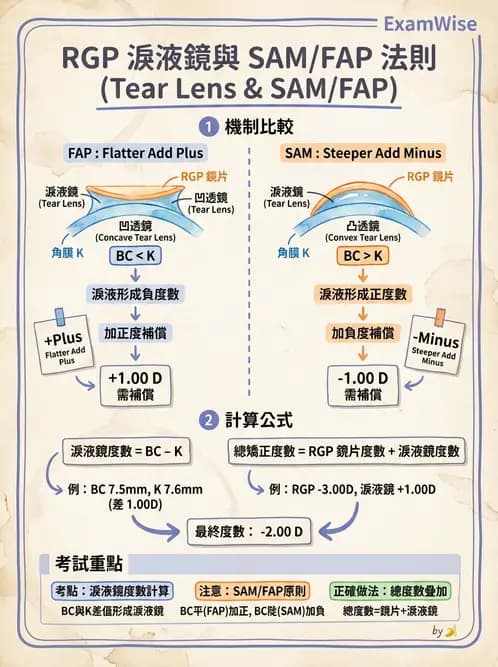 驗光生 - 硬式隱形眼鏡淚液鏡片效應與基弧光學 - AI 圖文解析預覽