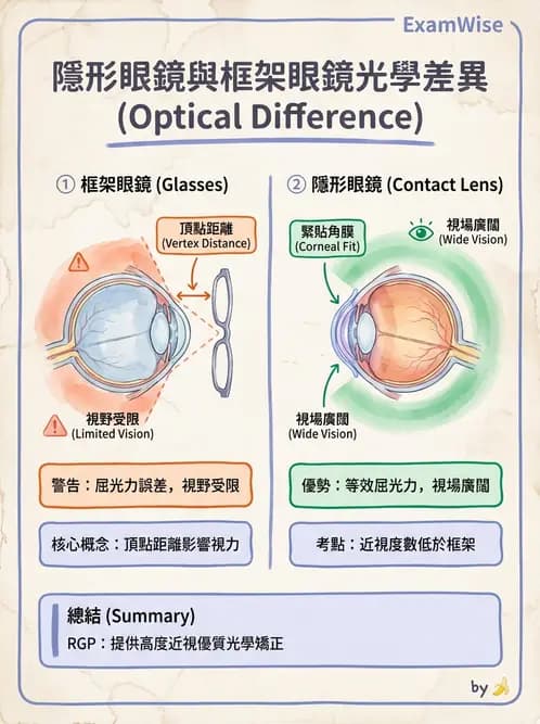 驗光生 - 隱形眼鏡與框架眼鏡頂點距離度數換算 - AI 圖文解析預覽