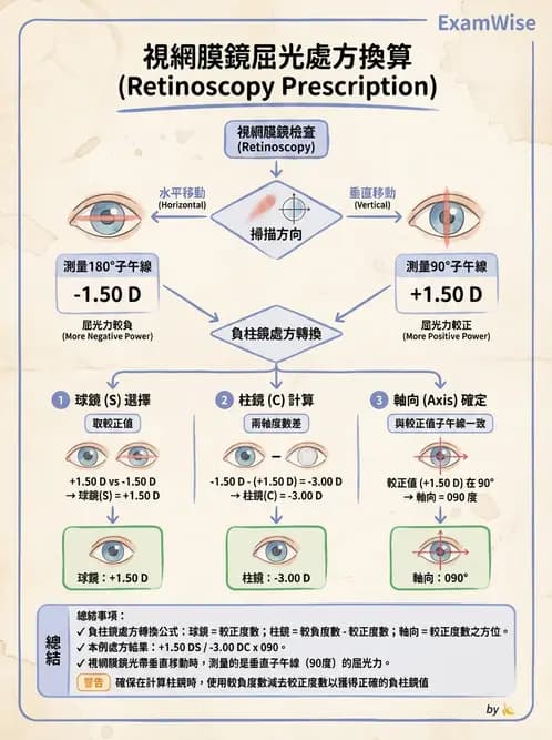 驗光生 - 焦線、Sturm間隔、等效球鏡度與檢影計算 - AI 圖文解析預覽