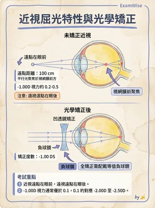 驗光生 - 近視與遠視的分類、成因及眼球光學基礎 - AI 圖文解析預覽