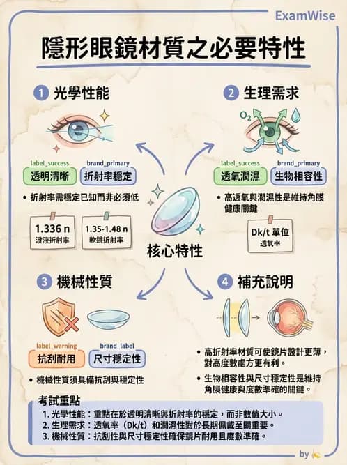 驗光生 - 硬式鏡片材料、製造方法與透氧性 - AI 圖文解析預覽