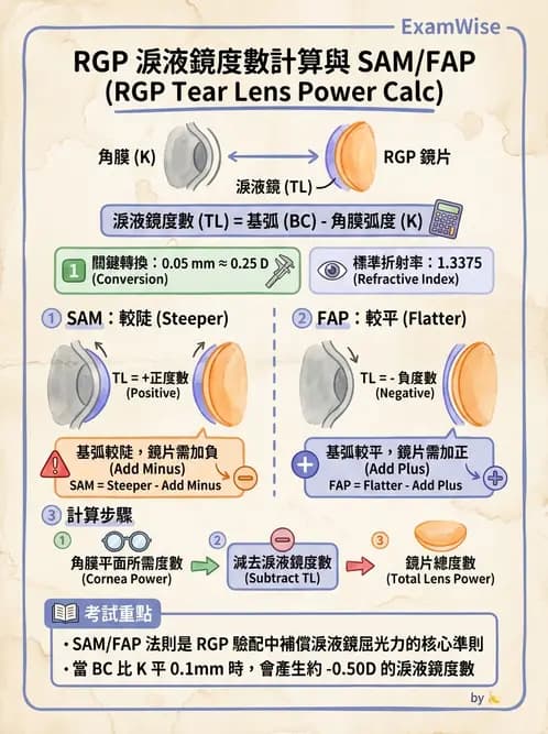驗光生 - 硬式隱形眼鏡淚液鏡片效應與基弧光學 - AI 圖文解析預覽