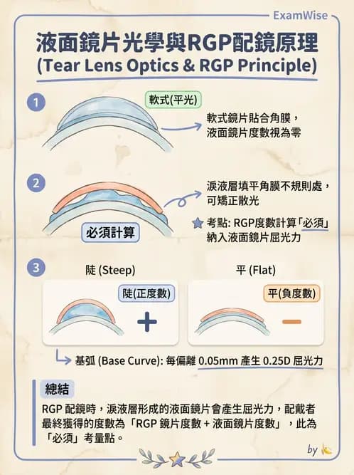 驗光生 - 硬式隱形眼鏡淚液鏡片效應與基弧光學 - AI 圖文解析預覽