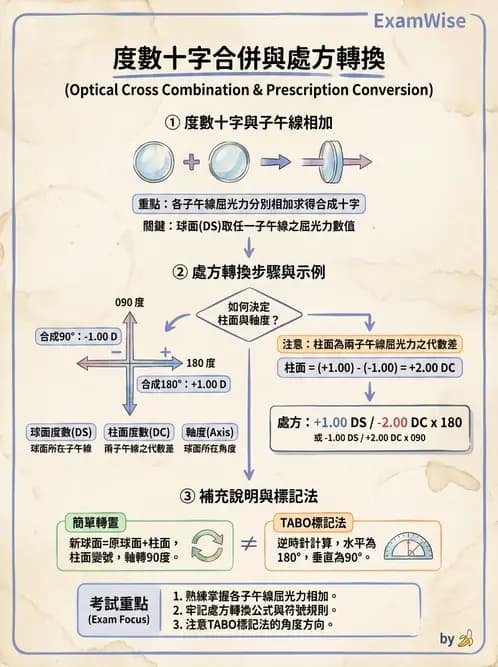 驗光生 - 光學十字讀寫與處方等效轉換 - AI 圖文解析預覽