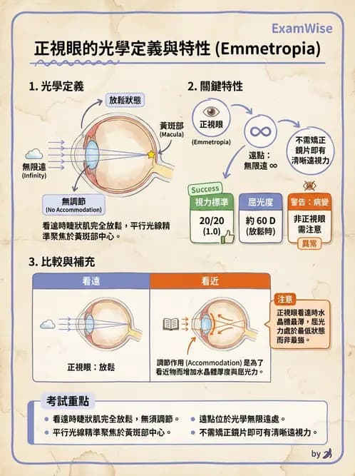驗光生 - 屈光不正基礎:近視、遠視與視網膜影像 - AI 圖文解析預覽