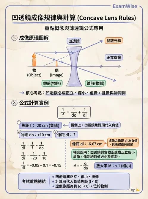 驗光生 - 薄透鏡成像特性與光線追跡 - AI 圖文解析預覽