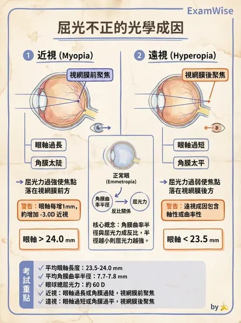 驗光生 - 近視與遠視的分類、成因及眼球光學基礎 - AI 圖文解析預覽