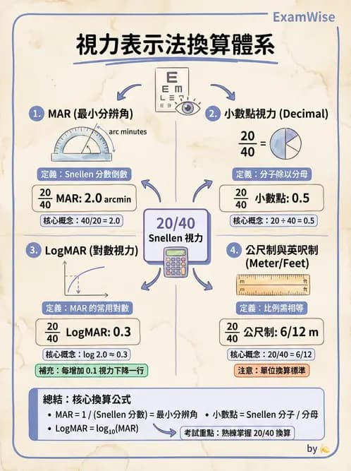 驗光生 - 視力表原理、記錄與對比敏感度 - AI 圖文解析預覽