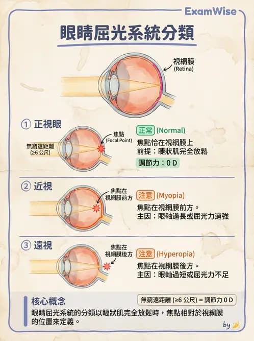 驗光生 - 近視與遠視的分類、成因及眼球光學基礎 - AI 圖文解析預覽