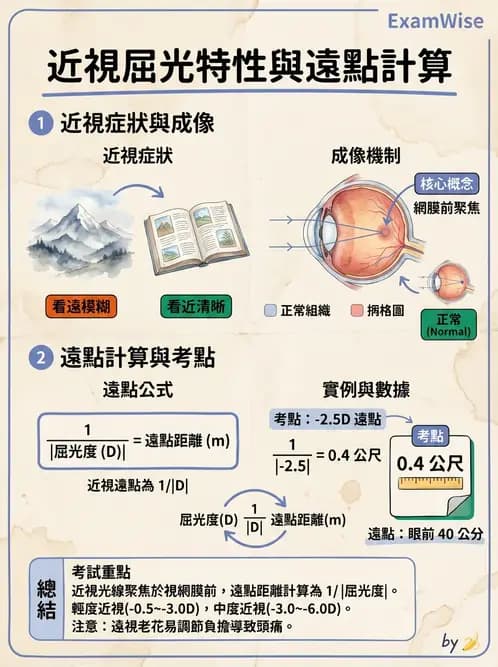 驗光生 - 近視與遠視的分類、成因及眼球光學基礎 - AI 圖文解析預覽
