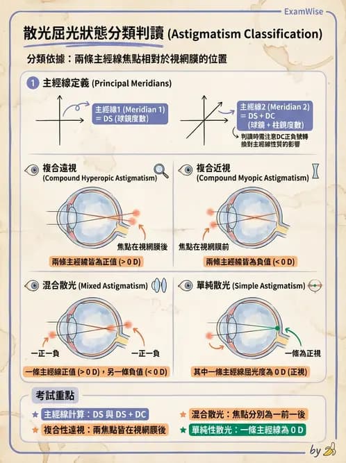 驗光生 - 散光分類、不等視與不等像 - AI 圖文解析預覽