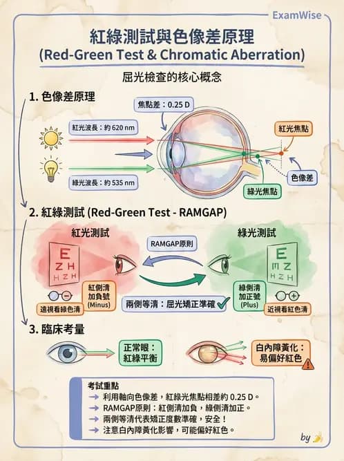 驗光生 - 球面度數確認與紅綠測試 - AI 圖文解析預覽