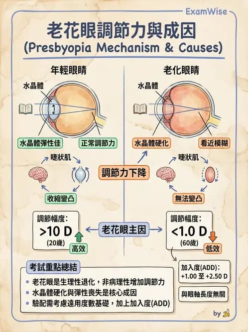 驗光生 - 老花眼基礎概念與調節幅度 - AI 圖文解析預覽