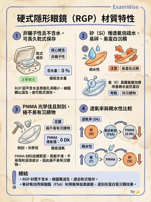 驗光生 - 硬式鏡片材料、製造方法與透氧性 - AI 圖文解析預覽
