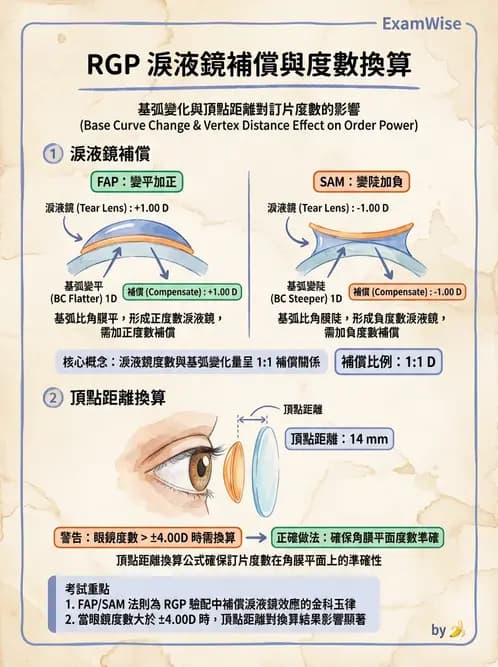 驗光生 - 隱形眼鏡度數計算(硬式RGP淚鏡補償與戴鏡驗光) - AI 圖文解析預覽