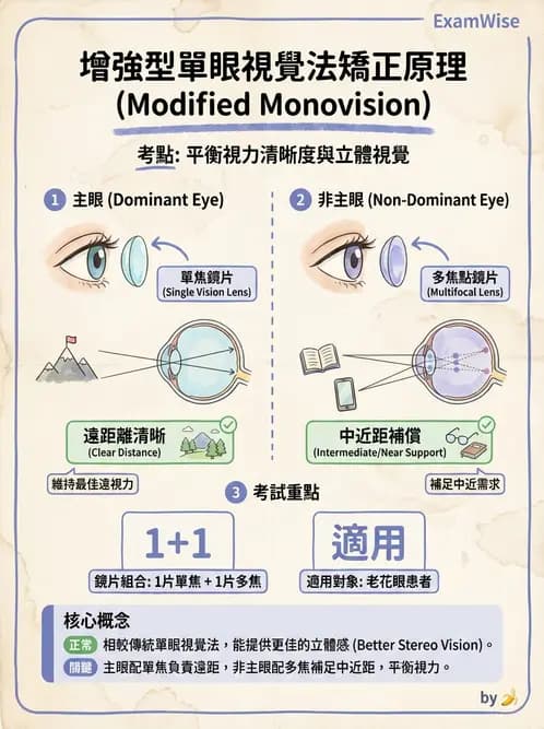 驗光生 - 單眼視覺法(Monovision)原理與驗配 - AI 圖文解析預覽