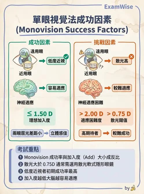 驗光生 - 單眼視覺法(Monovision)原理與驗配 - AI 圖文解析預覽