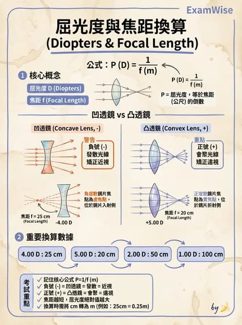 驗光生 - 薄透鏡成像特性與光線追跡 - AI 圖文解析預覽