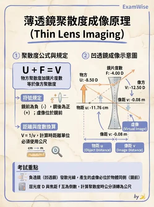 驗光生 - 薄透鏡成像特性與光線追跡 - AI 圖文解析預覽