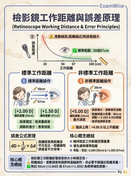 驗光生 - 視網膜檢影鏡度數計算與工作距離補正 - AI 圖文解析預覽