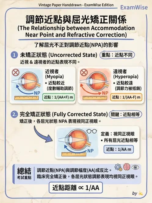 驗光生 - 調節幅度計算與近遠點關係 - AI 圖文解析預覽
