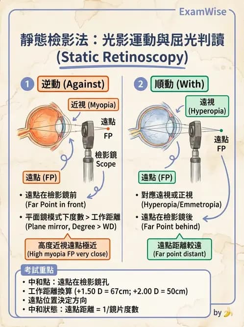 驗光生 - 視網膜檢影鏡操作原理、判讀與特殊檢查 - AI 圖文解析預覽
