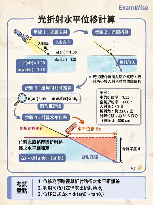 驗光生 - 光的折射定律、全反射與散射現象 - AI 圖文解析預覽