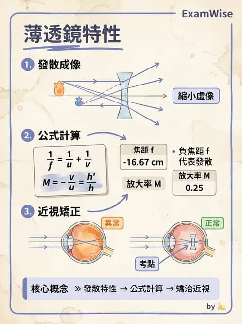 驗光生 - 薄透鏡成像特性與光線追跡 - AI 圖文解析預覽