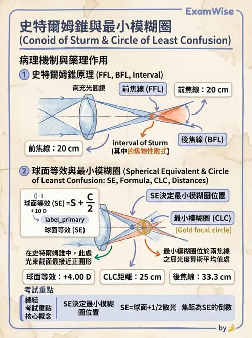 驗光生 - 焦線、Sturm間隔、等效球鏡度與檢影計算 - AI 圖文解析預覽