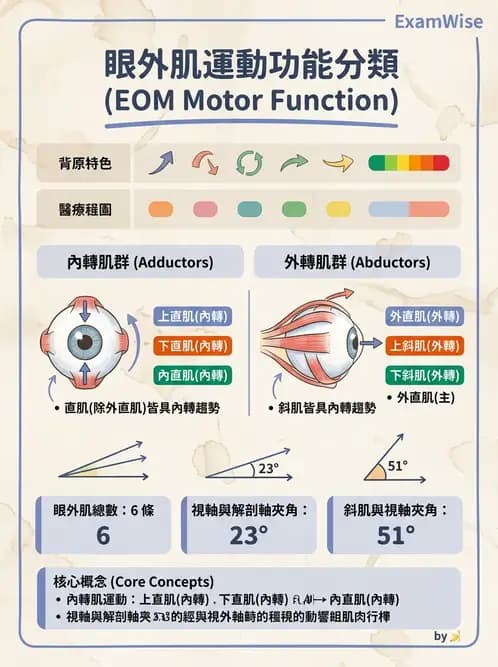 驗光生 - 眼外肌解剖與運動神經支配 - AI 圖文解析預覽