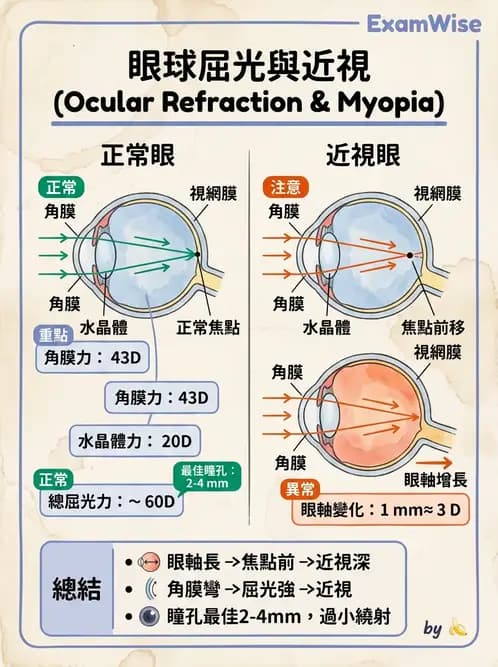 驗光生 - 近視與遠視的分類、成因及眼球光學基礎 - AI 圖文解析預覽