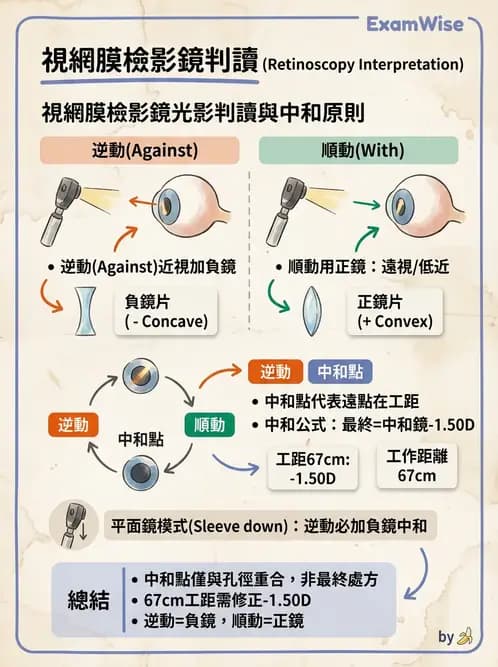 驗光生 - 視網膜檢影鏡操作原理、判讀與特殊檢查 - AI 圖文解析預覽