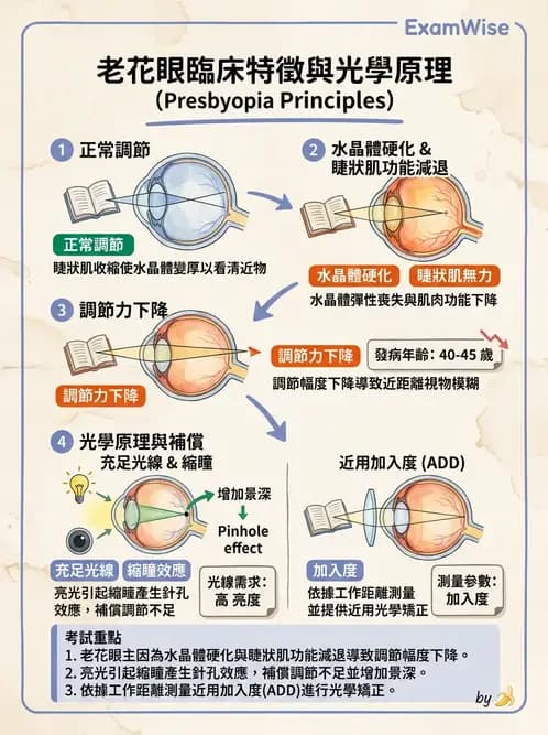 驗光生 - 老花眼基礎概念與調節幅度 - AI 圖文解析預覽