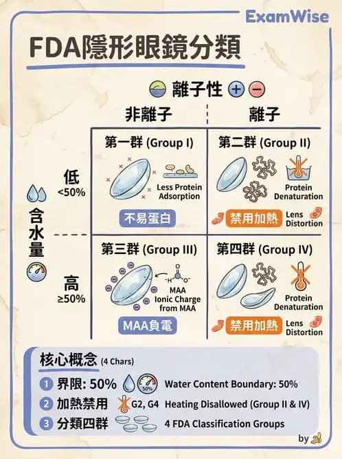 驗光生 - 軟式鏡片FDA分類、離子性與沉積物特性 - AI 圖文解析預覽